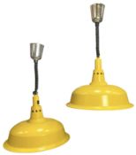 DAR LIGHTING - PAIR OF RETRO YELLOW METAL INDUSTRIAL SUSPENSION CEILING LIGHTS