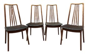 ANDERS F JENSEN, DENMARK - FOUR TEAK & LEATHERETTE DINING CHAIRS