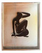 AFTER HENRI MATISSE - BLUE NUDE - VINTAGE 20TH CENTURY PRINT ON GLASS PAINTING