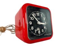 METAMEC - MODEL A.909 - MID CENTURY C.1970S RED PLASTIC CASED DESK ALARM CLOCK