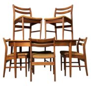 BRITISH MODERN DESIGN - MID CENTURY TEAK DINING TABLE AND SIX