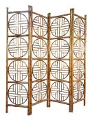 MID CENTURY BAMBOO FOUR-FOLD ROOM DIVIDER