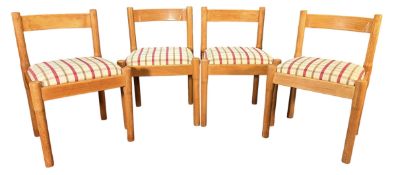 VICO MAGISTRETTI X HABITAT - CARIMATE - FOUR RETRO MID CENTURY BEECH FRAMED CHAIRS