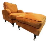 MODERN DESIGNER ARMCHAIR AND MATCHING FOOTSTOOL