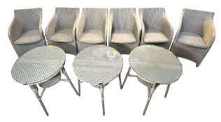 LLOYD LOOM - SET OF THREE GARDEN/OUTDOOR TABLES WITH PAIRS OF CHAIRS EACH