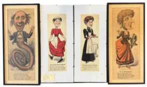 FOUR CIRCA 1900 VINEGAR VALENTINE POSTERS