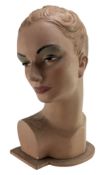 ART DECO EARLY 20TH CENTURY PAINTED PLASTER SHOP DISPLAY/POINT OF SALE HEAD