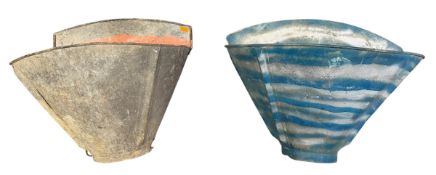 TWO VINTAGE 20TH CENTURY CONTINENTAL GALVANISED CROP BASKETS