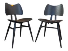 ERCOL FURNITURE - MODEL 401 - PAIR OF EBONISED BUTTERFLY DINING CHAIRS