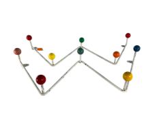 PAIR OF RETRO MID CENTURY ATOMIC ZIG-ZAG WALL MOUNTED COAT RACKS