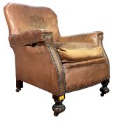 EARLY 20TH CENTURY ART DECO LEATHER CLUB ARMCHAIR