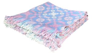 VINTAGE 20TH CENTURY PURE WOOL TRADITIONAL WELSH BLANKET/BED THROW