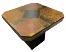 ATTR. PAUL KINGMA - BRUTALIST SLATE & BRASS COFFEE TABLE