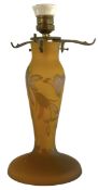 MANNER OF EMILE GALLE - FRENCH ART NOUVEAU STYLE CAMEO GLASS LAMP BASE