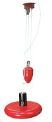 CONTINENTAL RETRO MID CENTURY RED METAL RISE & FALL CEILING LIGHT