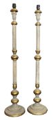 PAIR OF MODERN DESIGNER SILVER AND GOLD STANDARD LAMPS