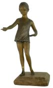 1930S ART DECO COLD PAINTED BRONZE FIGURINE OF A GIRL