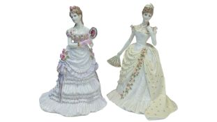 ROYAL WORCESTER - TWO LATE 20TH CENTURY BONE CHINA SPLENDOUR AT COURT FIGURES