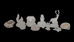 COLLECTION OF LATE 20TH CENTURY CLEAR GLASS LEAD CRYSTAL ORNAMENTS