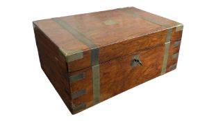 19TH CENTURY VICTORIAN WOODEN & BRASS INLAID DESK WRITING SLOPE