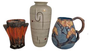THREE MID TO LATE 20TH CENTURY CERAMIC VASES & JUG