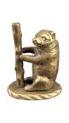 19TH CENTURY VICTORIAN BRASS BEAR & RAGGED STAFF VESTA CASE / INKWELL