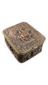 19TH CENTURY FRENCH COPPER & BRASS BOX WITH HUNTING SCENES