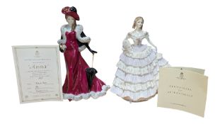 ROYAL WORCESTER - TWO LATE 20TH / 21ST CENTURY BONE CHINA LADY FIGURES