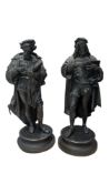 TWO 20TH CENTURY VINTAGE SPELTER FIGURES OF GOLTZIUS AND DURER
