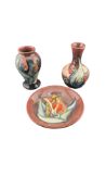 MOORCROFT - 20TH CENTURY MINIATURE VASES & DISH