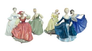 ROYAL DOULTON - SIX LATE 20TH CENTURY BONE CHINA LADY FIGURES