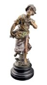 AFTER FRANCOIS MOREAU - LATE 19TH CENTURY BRONZED SPELTER FIGURE TITLED 'MARAUDEUSE'