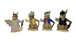 ROYAL DOULTON - FOUR 1990S SPECIAL EDITION NOVELTY BUNNYKINS TEAPOTS AROUND THE WORLD