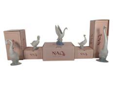 NAO BY LLADRO - FIVE LATE 20TH CENTURY DUCK / GEESE / SWAN FIGURES