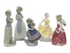 ROYAL DOULTON / LLADRO / NAO - COLLECTION OF VINTAGE CHINA PORCELAIN FIGURES