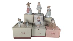 NAO FOR LLADRO - SIX LATE 20TH CENTURY PORCELAIN FIGURES OF LADIES