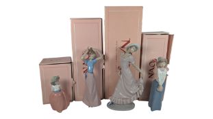 NAO FOR LLADRO - FOUR LATE 20TH CENTURY PORCELAIN FIGURES OF LADIES