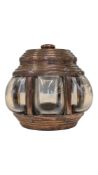 ARTS & CRAFTS 19TH CENTURY BUBBLE GLASS COPPER TEA CADDY