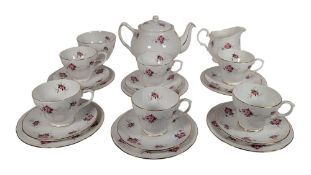 DUCHESS - LATE 20TH CENTURY BONE CHINA ROSE PATTERNED TEA SERVICE