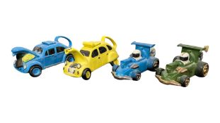 FOUR LATE 20TH / 21ST CENTURY CAR NOVELTY TEAPOTS