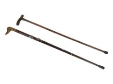 EARLY 20TH CENTURY SILVER HALLMARKED COLLAR WALKING STICK & ANOTHER