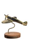 20TH CENTURY VINTAGE BRASS CHURCHILL COMMEMORATIVE SPITFIRE PLANE ON STAND