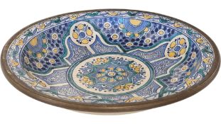EARLY 20TH CENTURY MOROCCAN EARTHENWEAR CERAMIC CENTREPIECE BOWL PLATE