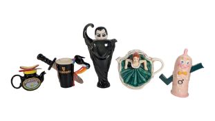 COLLECTION OF FIVE LATE 20TH / 21ST CENTURY NOVELTY TEAPOTS