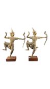TWO LATE 20TH CENTURY BRASS THAI FIGURES OF PRINCE RAMA