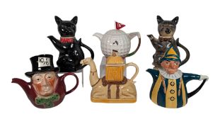 TONY WOOD - COLLECTION OF SIX MID CENTURY NOVELTY TEAPOTS