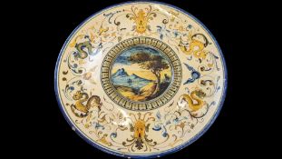 ULISSE CANTAGALLI (1839-1901) - 19TH CENTURY ITALIAN HAND PAINTED MAJOLICA PLATE