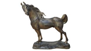 20TH CENTURY LARGE BRONZE COMPOSITE FIGURE OF A HORSE