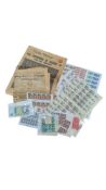 COLLECTION OF STAMPS - NOTES & NEWSPAPERS