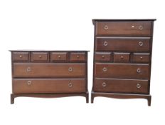 STAG FURNITURE - MID CENTURY MINSTREL TALLBOY CHEST OF DRAWERS W/ ANOTHER